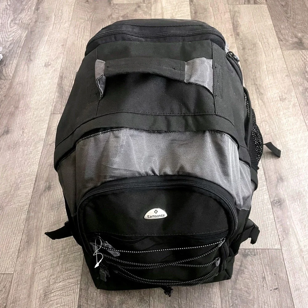 Samsonite Wheeled Backpack Black Grey Rolling Travel School Bag Carry On Luggage